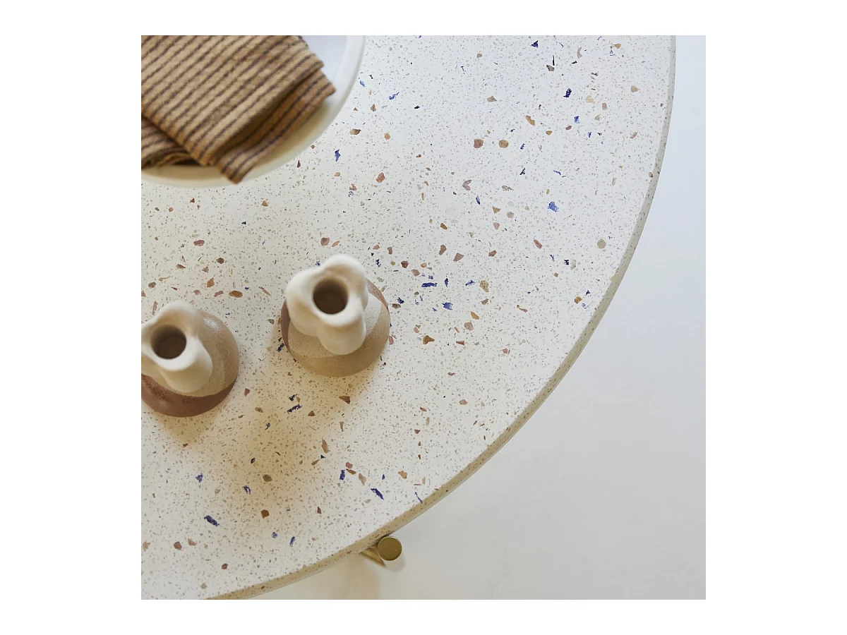 Table basse ronde en métal et terrazzo 80 Anatole confetti