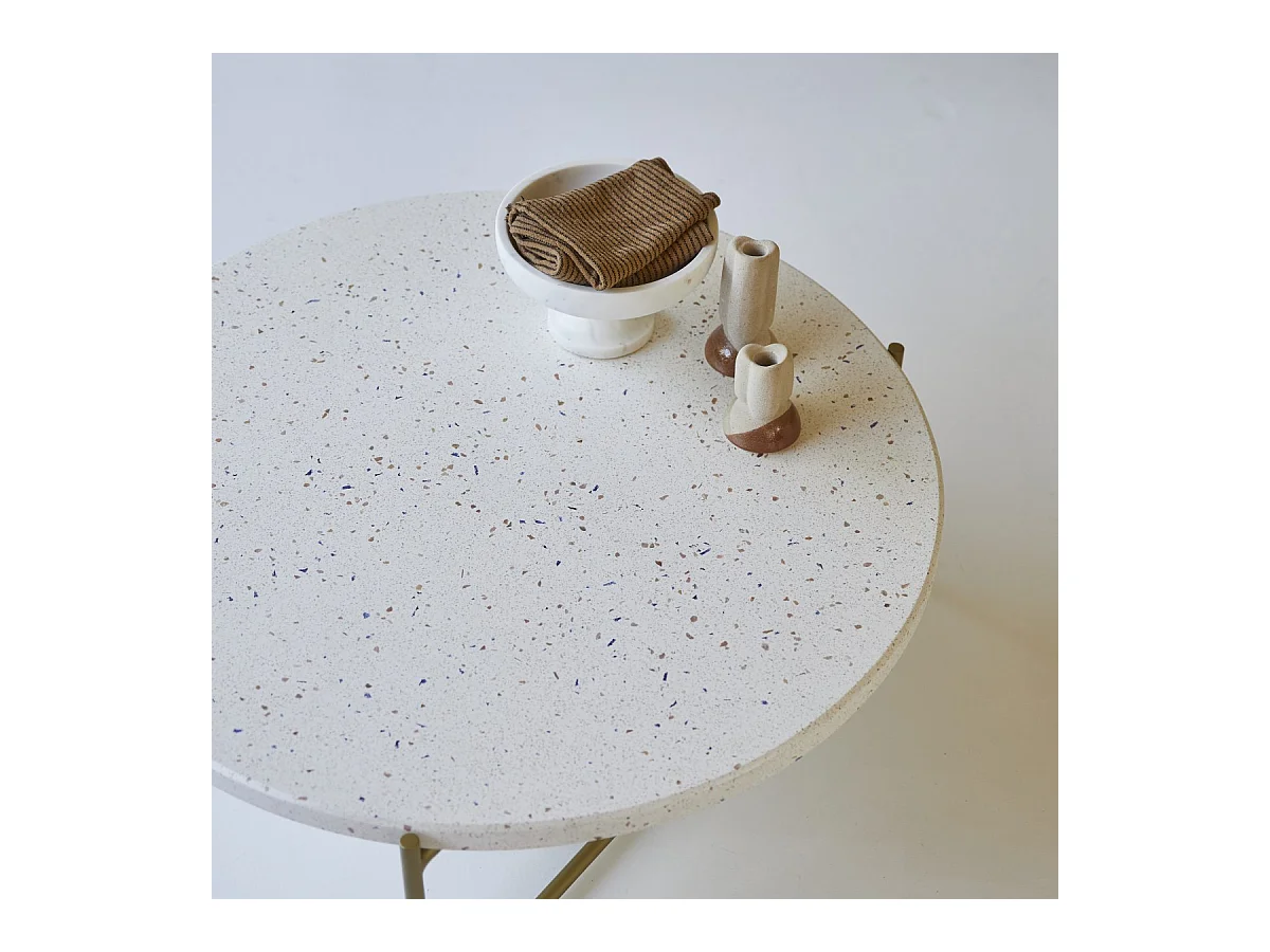 Table basse ronde en métal et terrazzo 80 Anatole confetti