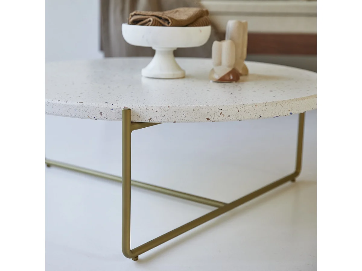 Table basse ronde en métal et terrazzo 80 Anatole confetti