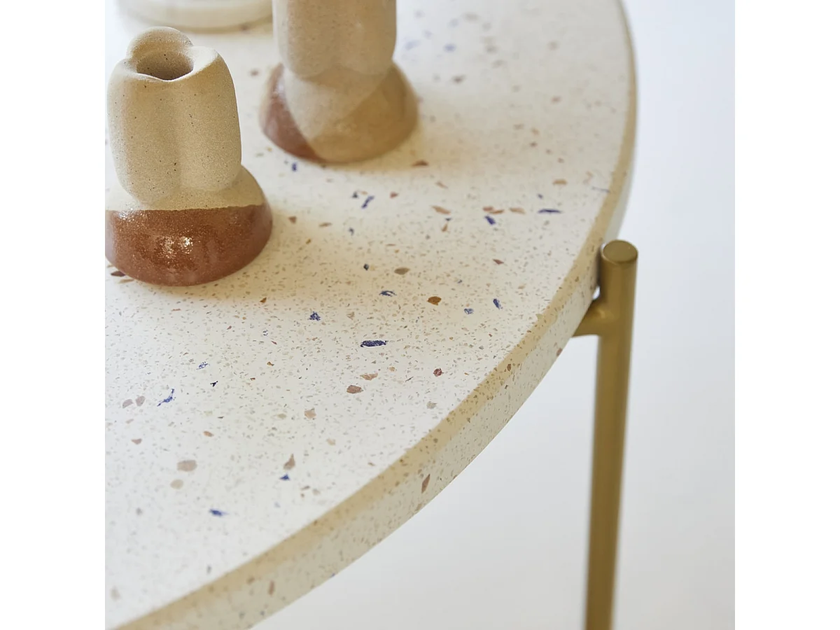 Table basse ronde en métal et terrazzo 80 Anatole confetti