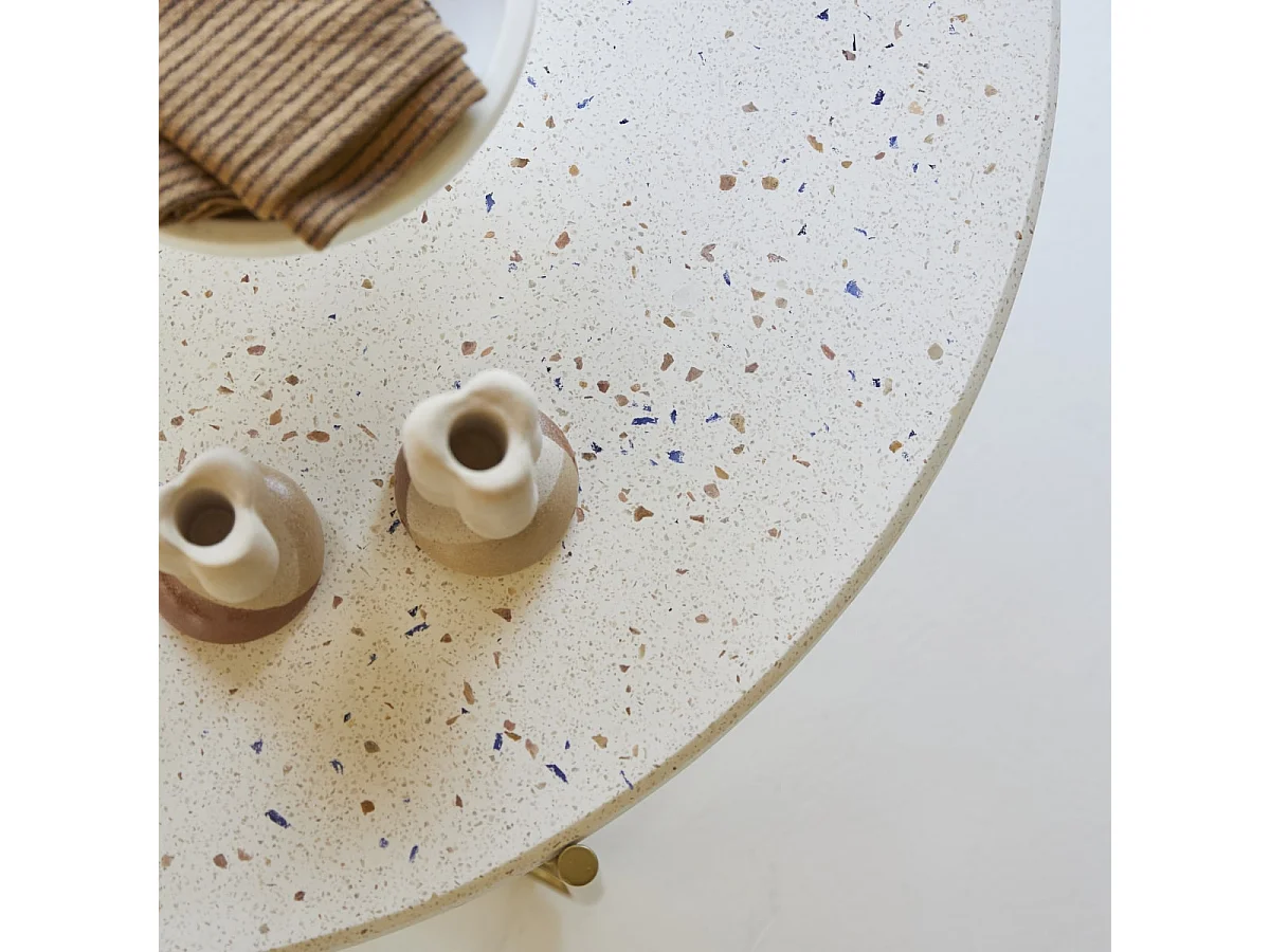 Table basse ronde en métal et terrazzo 80 Anatole confetti