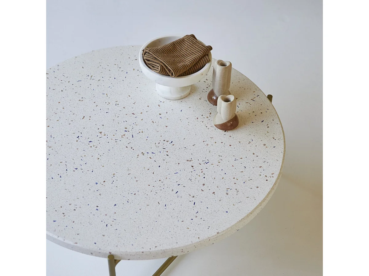 Table basse ronde en métal et terrazzo 80 Anatole confetti