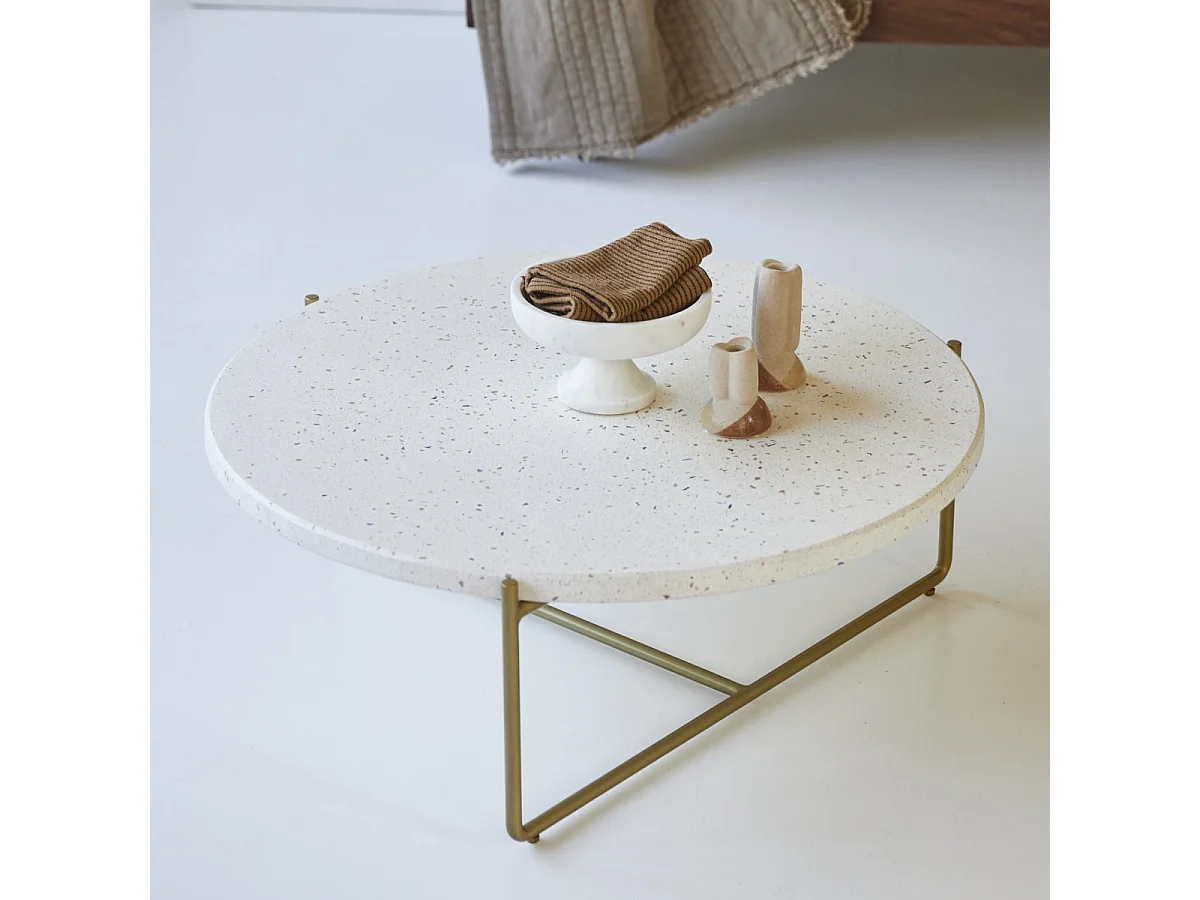 Table basse ronde en métal et terrazzo 80 Anatole confetti