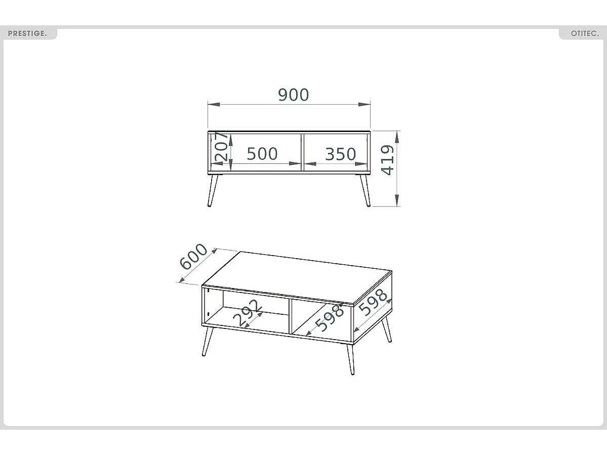 Table Basse - H.42 x L.90 x P.60 cm - PRESTIGE