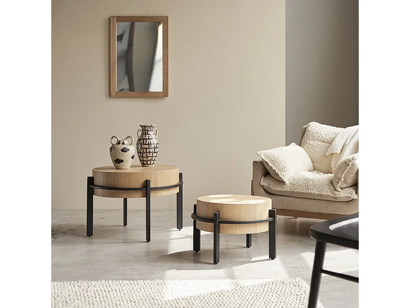 Tavolini a scomparsa in legno di teak e metallo Ava