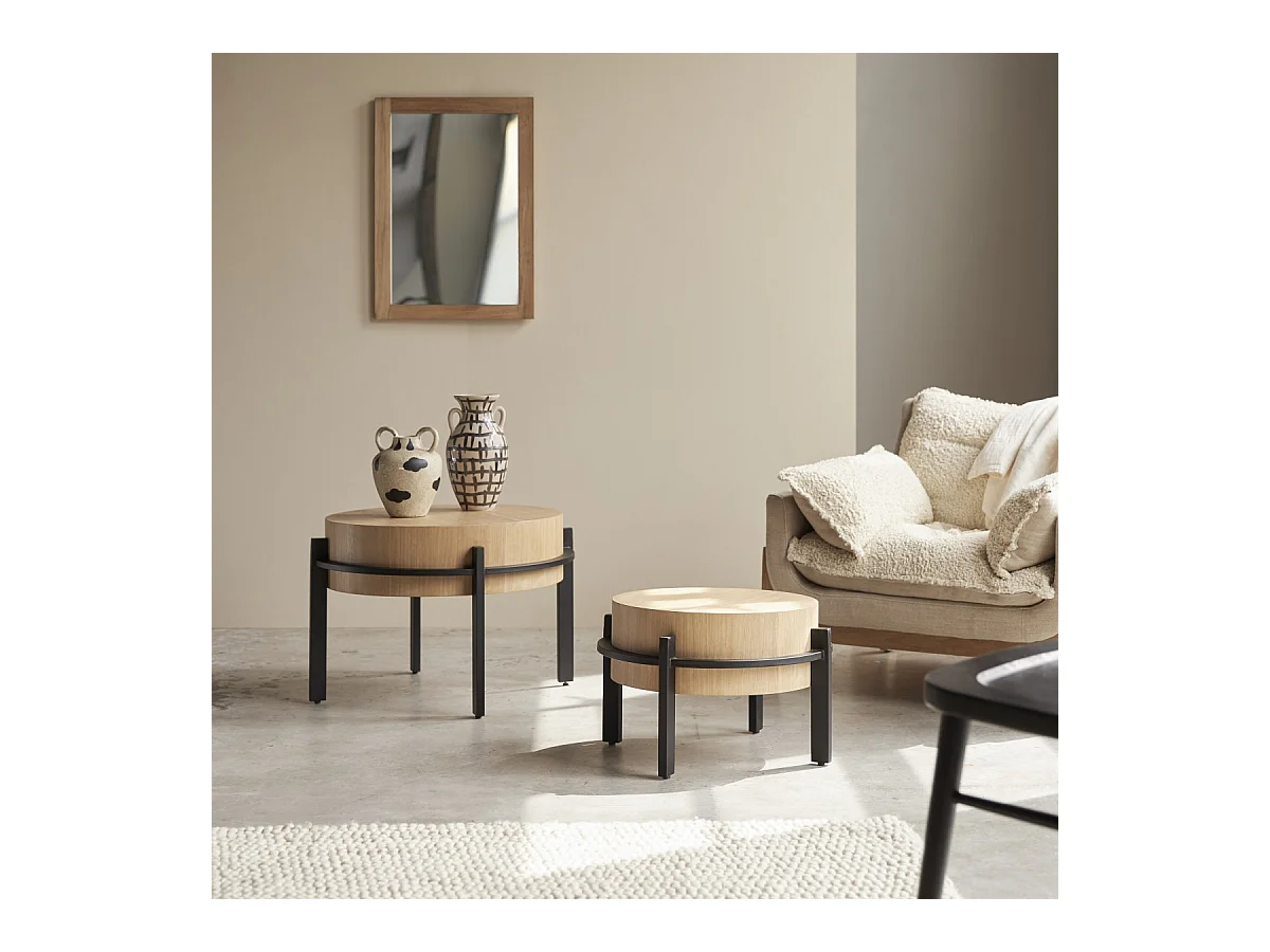 Tables gigognes en bois de teck et métal Ava