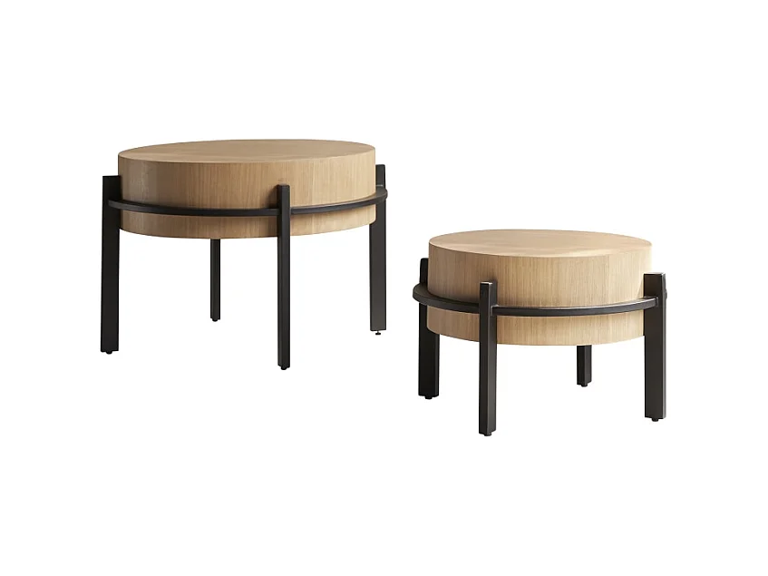 Tables gigognes en bois de teck et métal Ava