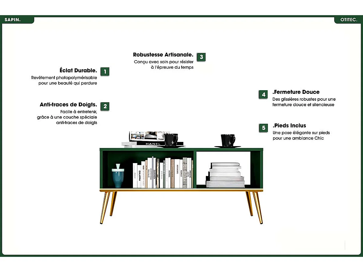 Table Basse - H.42 x L.90 x P.60 cm - SAPIN