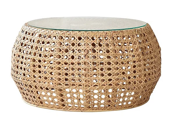 Table basse en tiges de rotin cannée 80 Esther