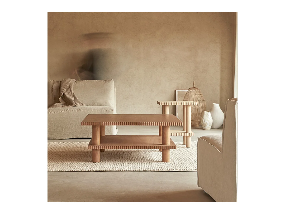 Table basse en bois de mindi 100 x 100 Mollie