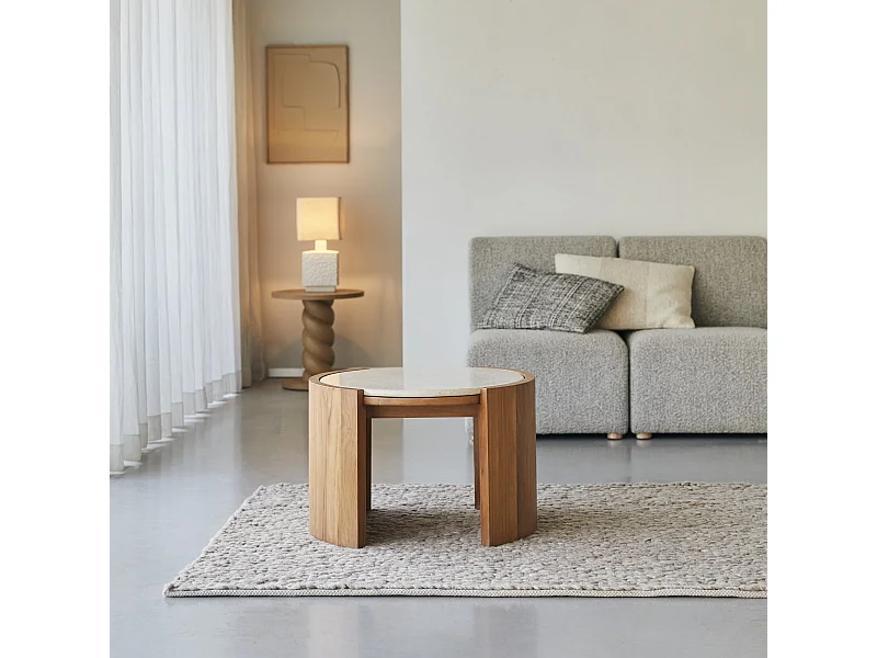 Couchtisch Virgile aus Teakholz und Marmor, 66