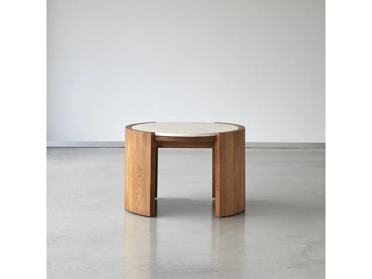 Couchtisch Virgile aus Teakholz und Marmor, 66