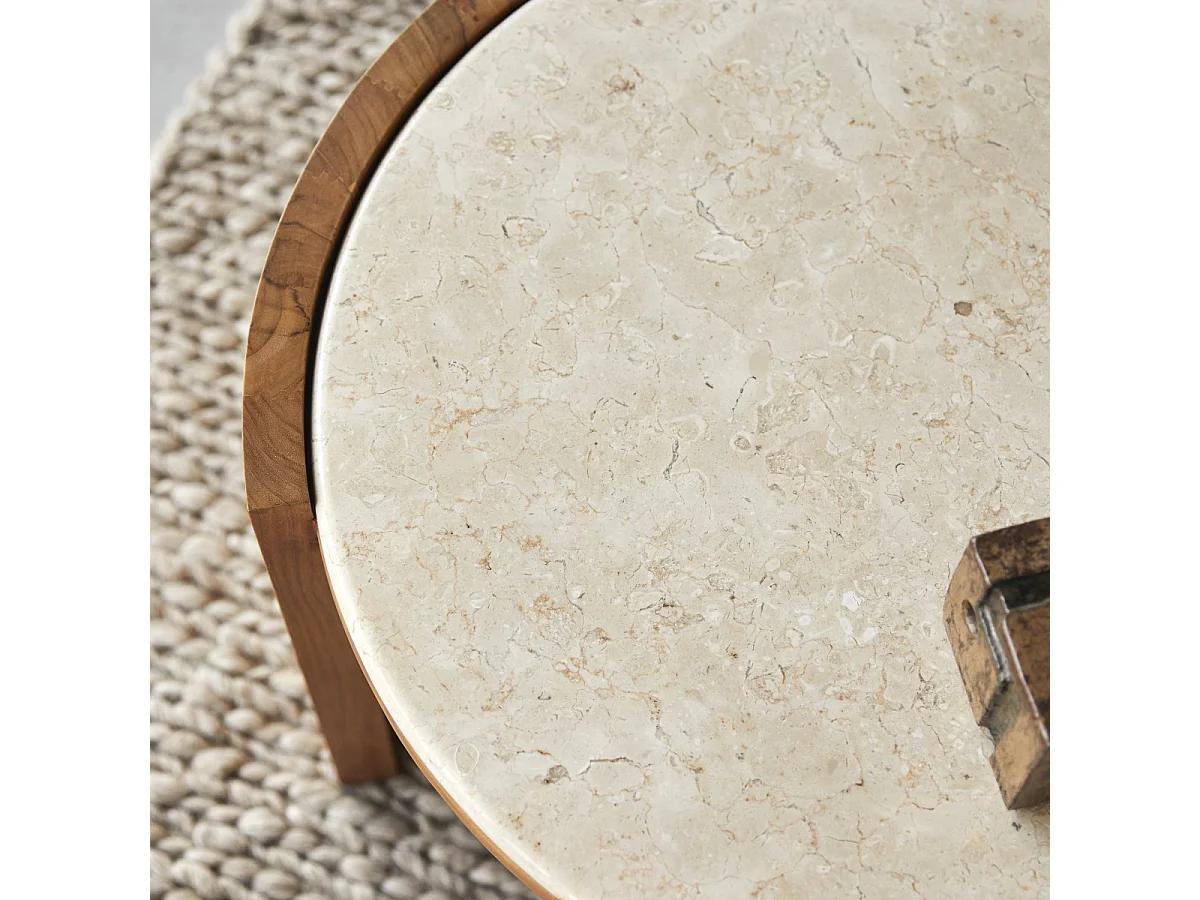 Couchtisch Virgile aus Teakholz und Marmor, 66