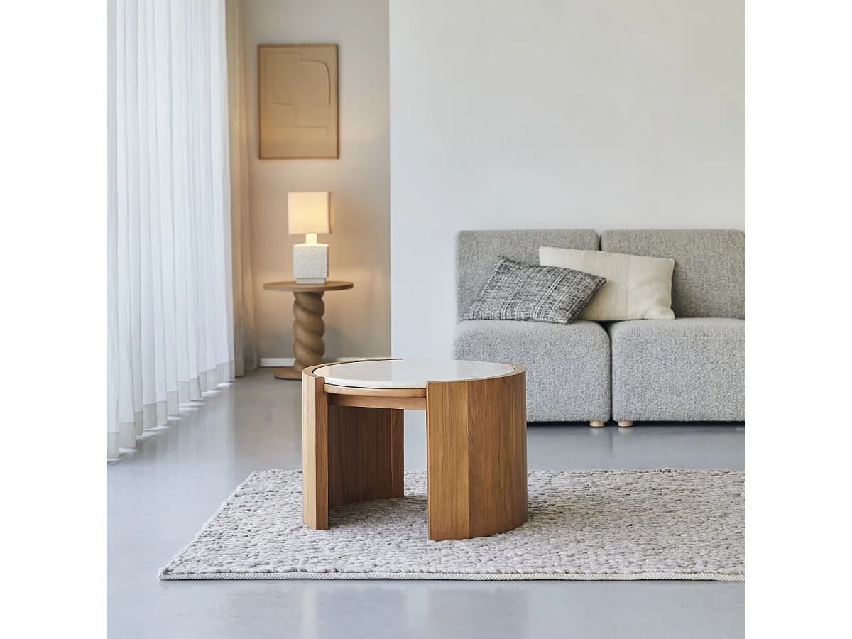 Couchtisch Virgile aus Teakholz und Marmor, 66