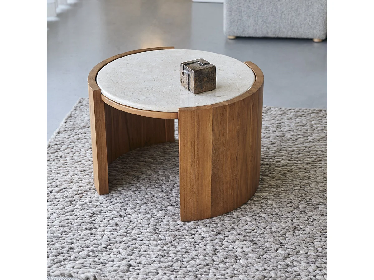 Couchtisch Virgile aus Teakholz und Marmor, 66