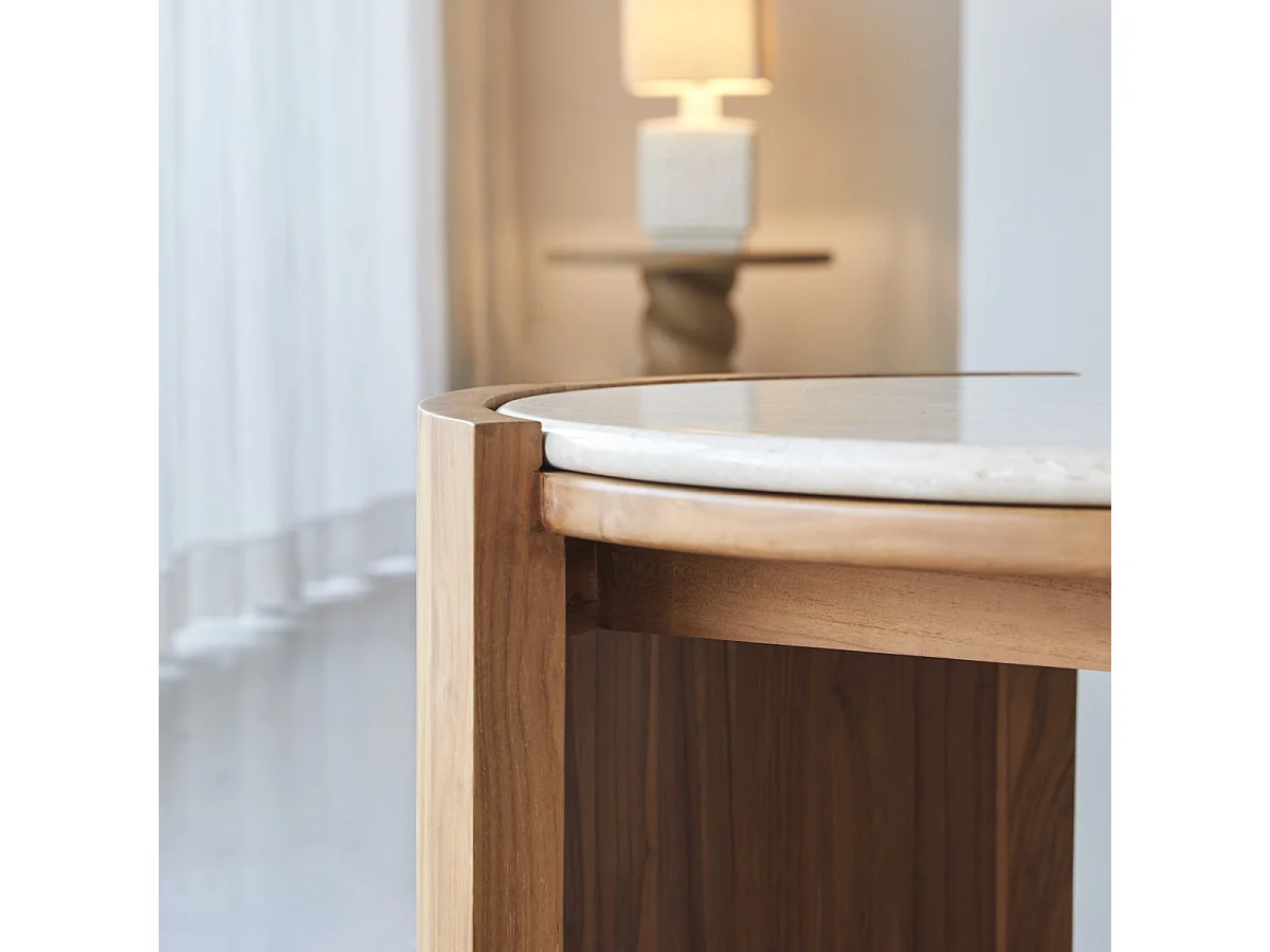 Couchtisch Virgile aus Teakholz und Marmor, 66