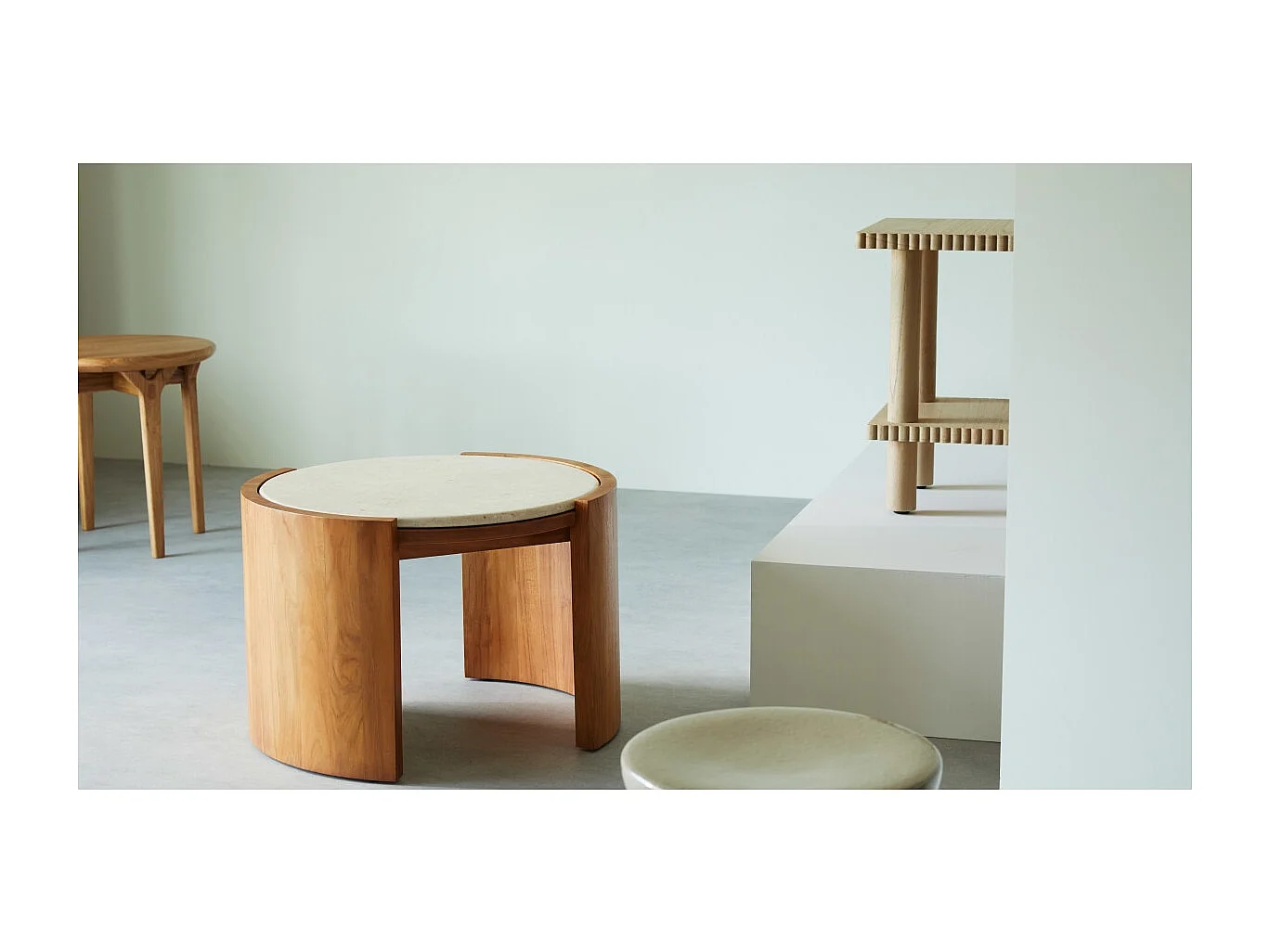 Couchtisch Virgile aus Teakholz und Marmor, 66