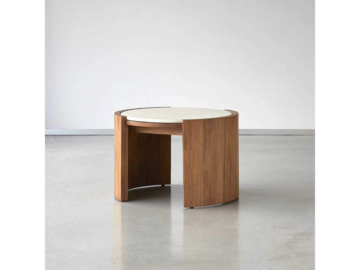 Couchtisch Virgile aus Teakholz und Marmor, 66