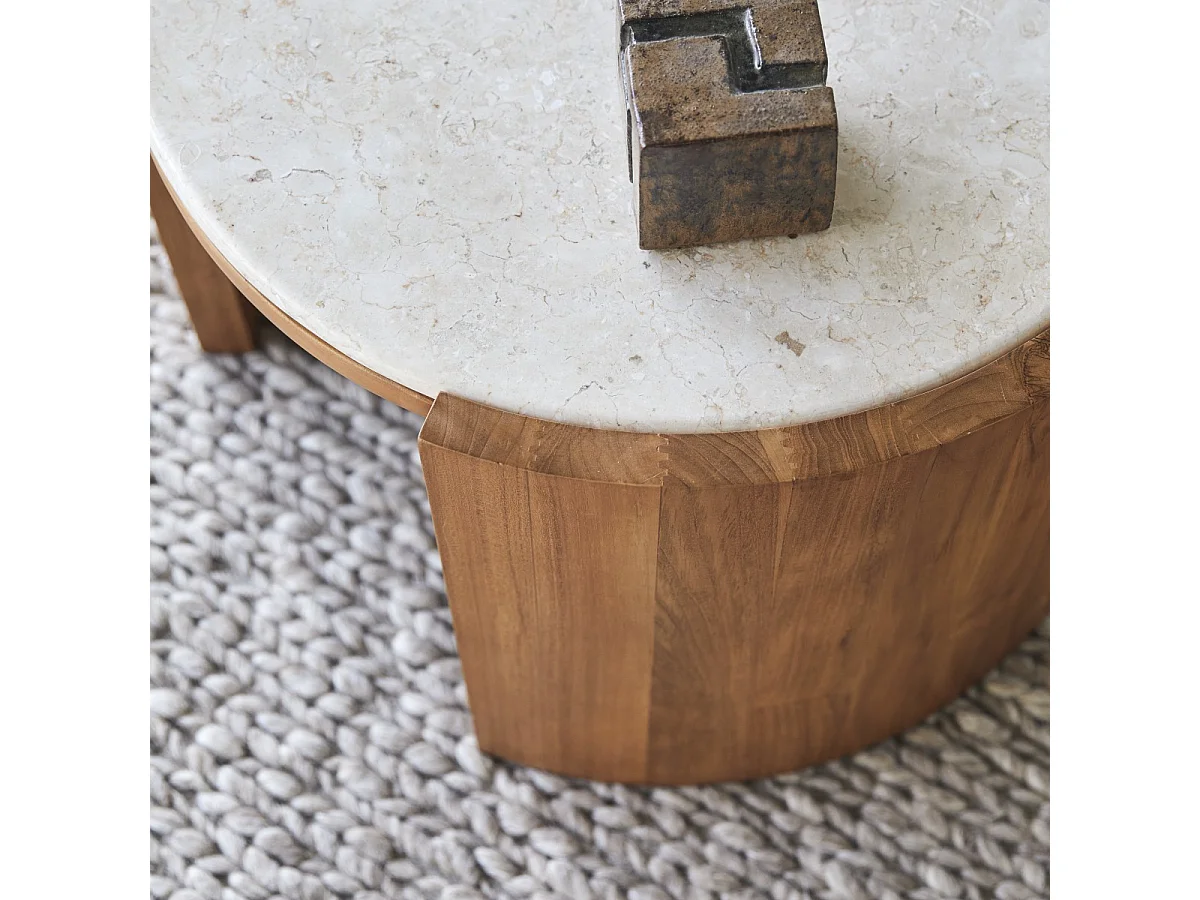 Couchtisch Virgile aus Teakholz und Marmor, 66