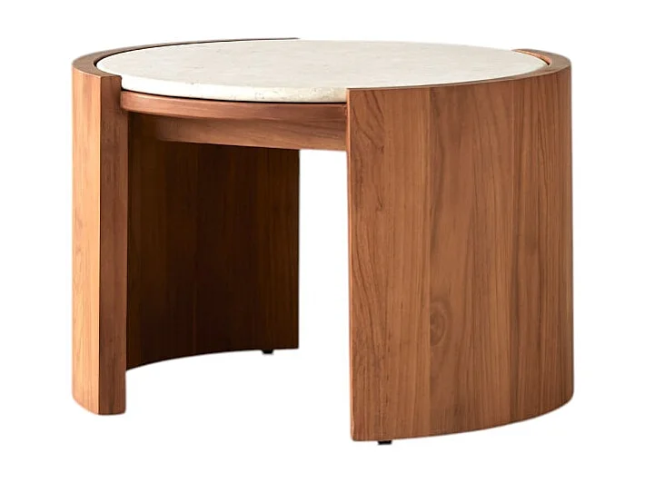 Couchtisch Virgile aus Teakholz und Marmor, 66