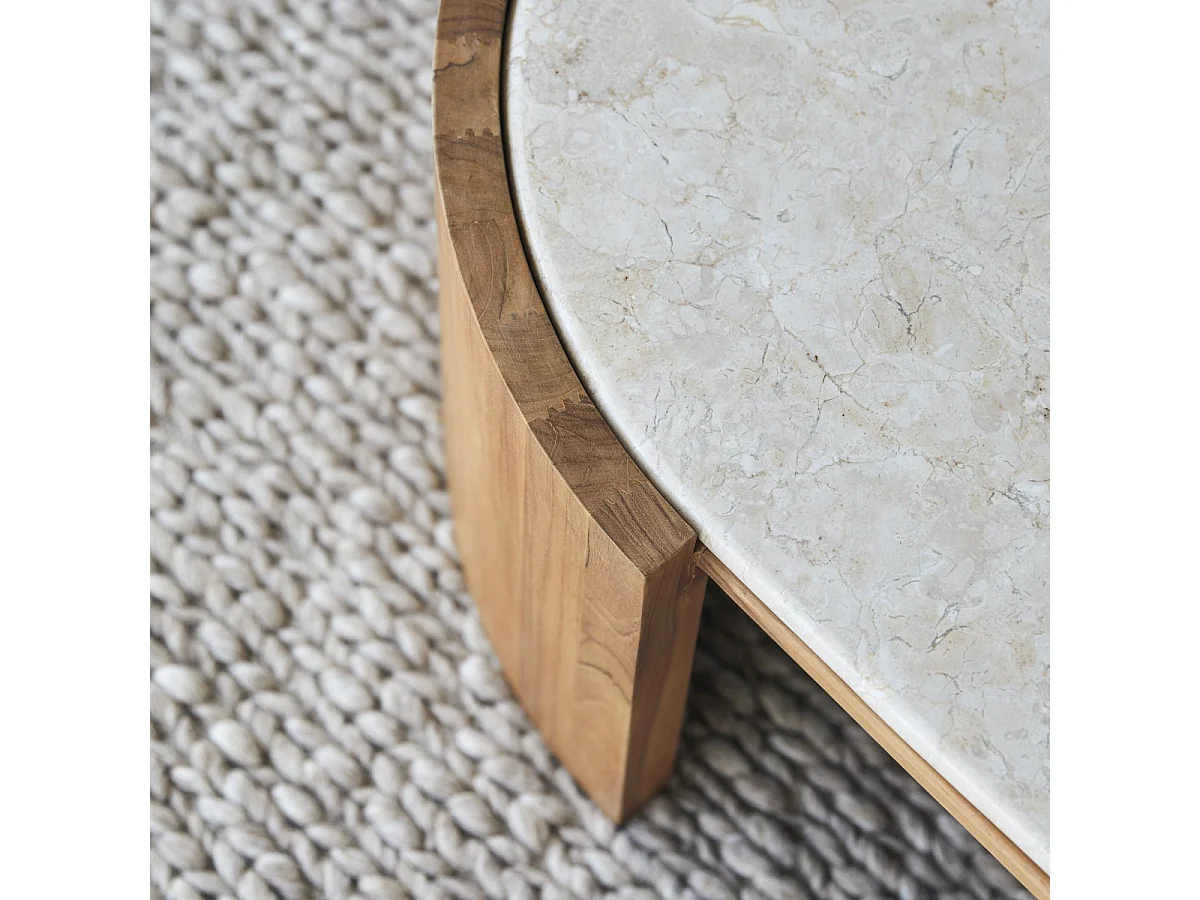 Couchtisch Virgile aus Teakholz und Marmor, 120