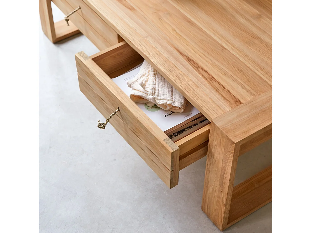 tavolino bass mobile teak tek massello soggiorno smontabile 120x70 salone