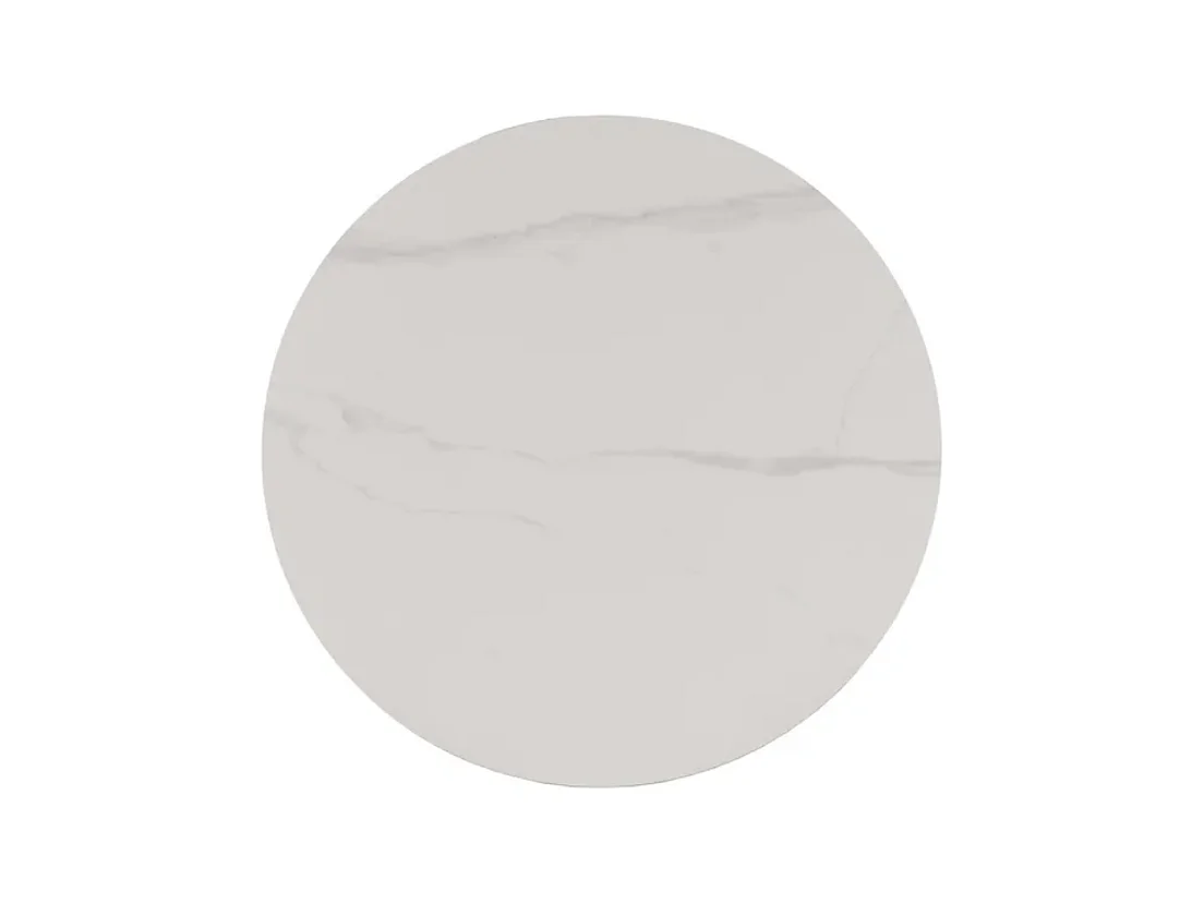 Table basse ronde 80 cm plateau céramique blanc effet marbre URBAN