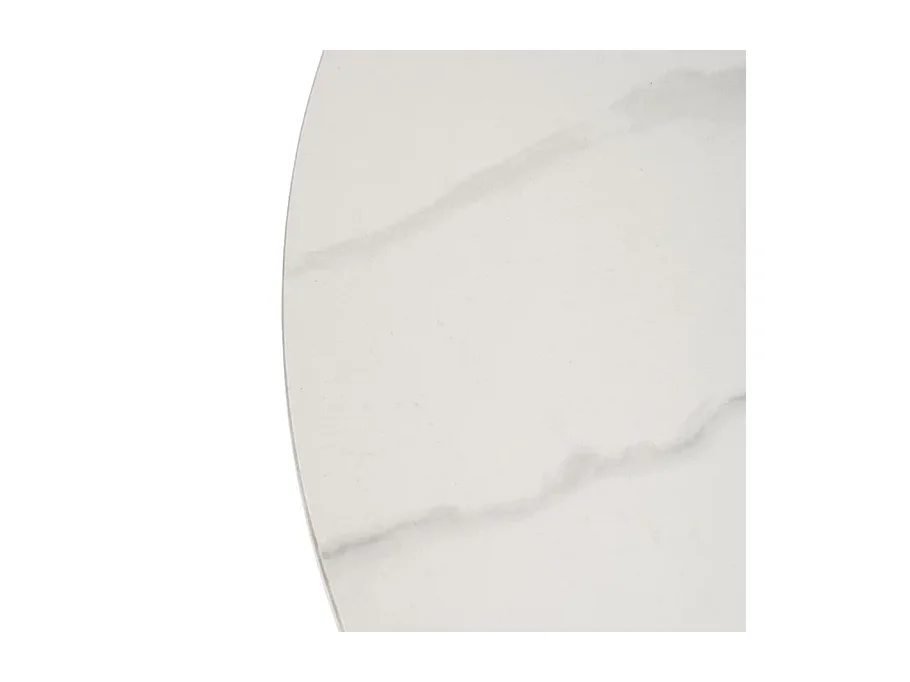 Table basse ronde 80 cm plateau céramique blanc effet marbre URBAN