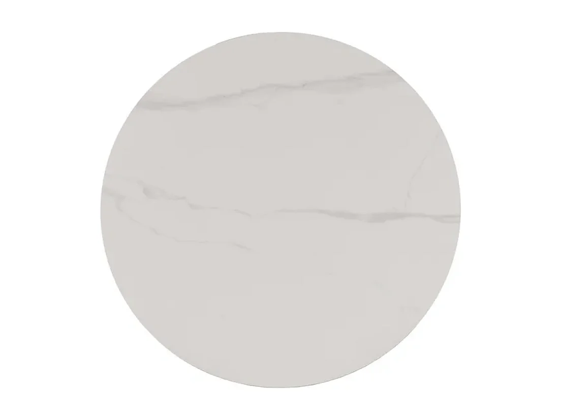 Table basse ronde 80 cm plateau céramique blanc effet marbre URBAN
