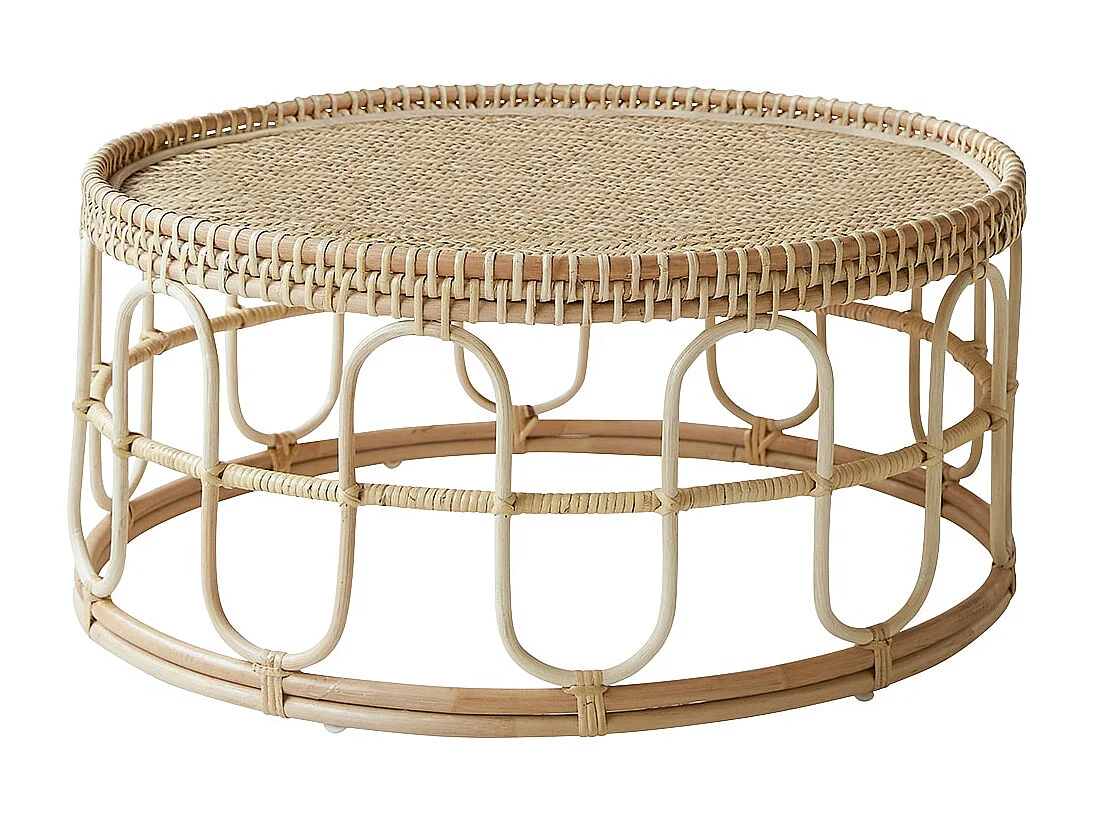 Table basse en tiges de rotin 80 Samson naturel