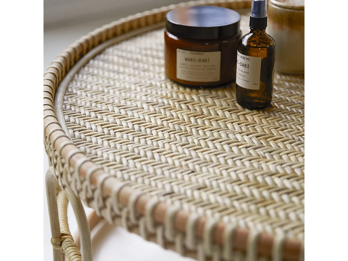 Table basse en tiges de rotin 80 Samson naturel