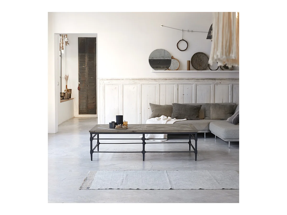 Table basse en métal et bois d'orme 160x90 Gatsby