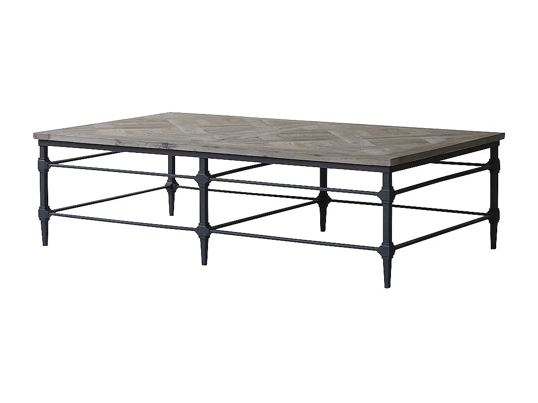 tavolino legno massello olmo metallo 160x90cm soggiorno divano salotto design