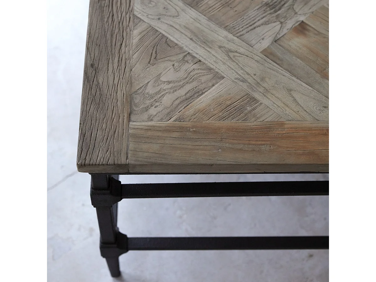 tavolino legno massello olmo metallo 160x90cm soggiorno divano salotto design