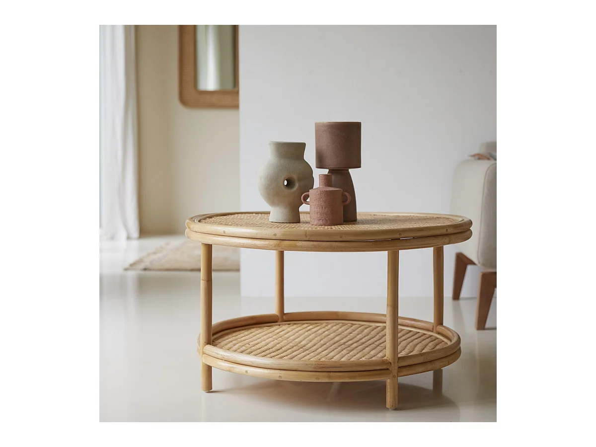 Couchtisch aus natürlichen Rattanstäben Ella