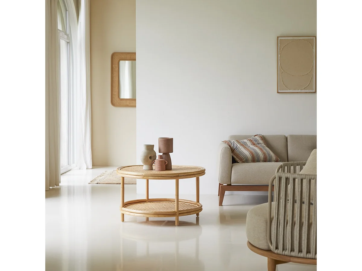 Couchtisch aus natürlichen Rattanstäben Ella