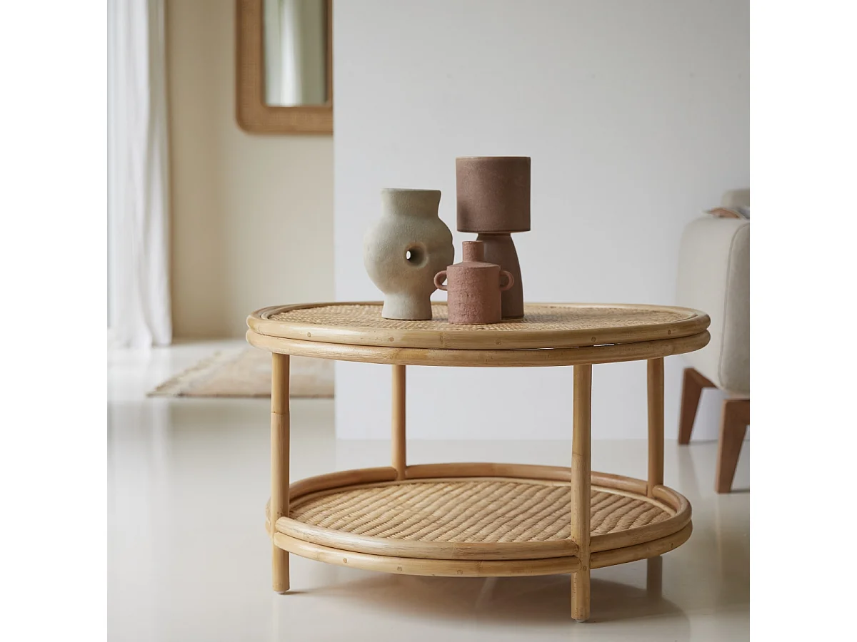 Couchtisch aus natürlichen Rattanstäben Ella