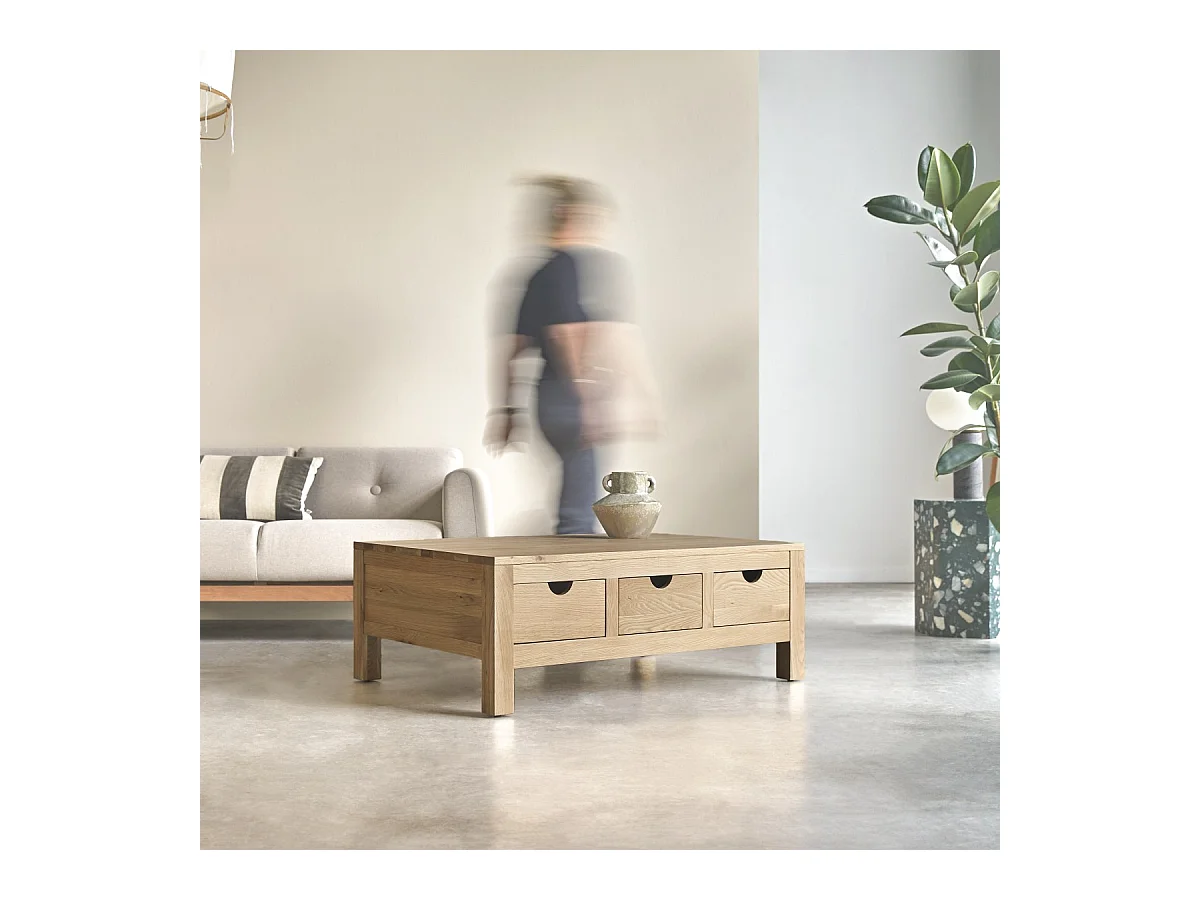 Table basse en bois de chêne massif Oliver