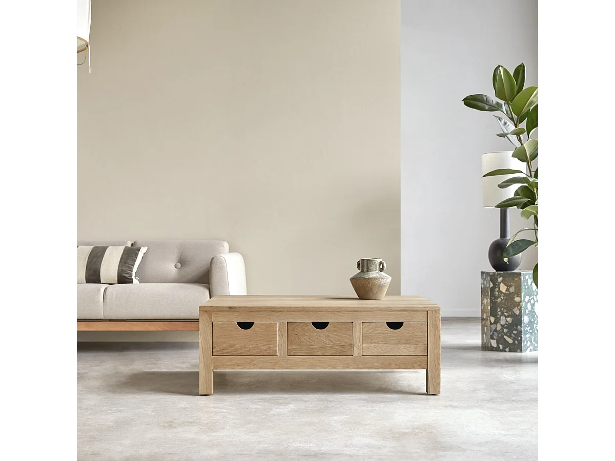 Tavolino basso in legno di rovere massello Oliver