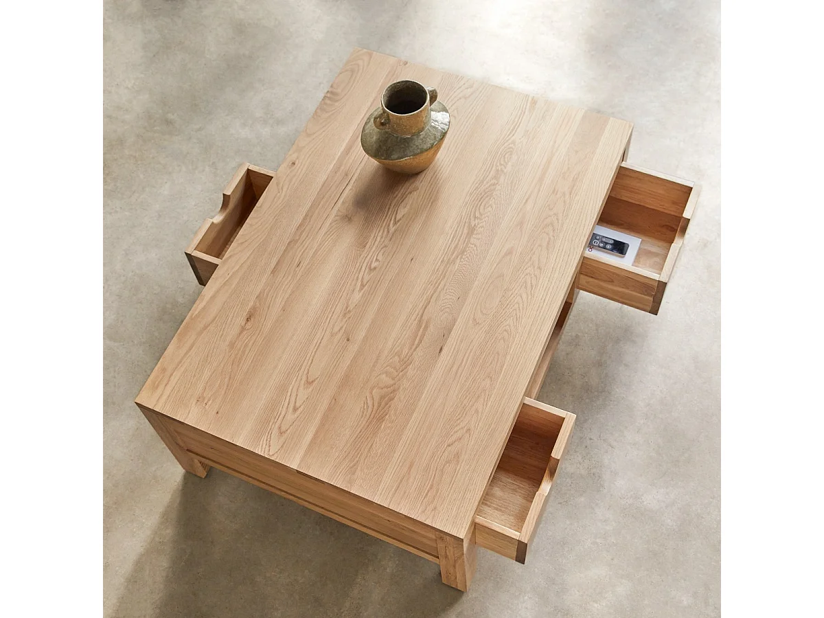 Tavolino basso in legno di rovere massello Oliver