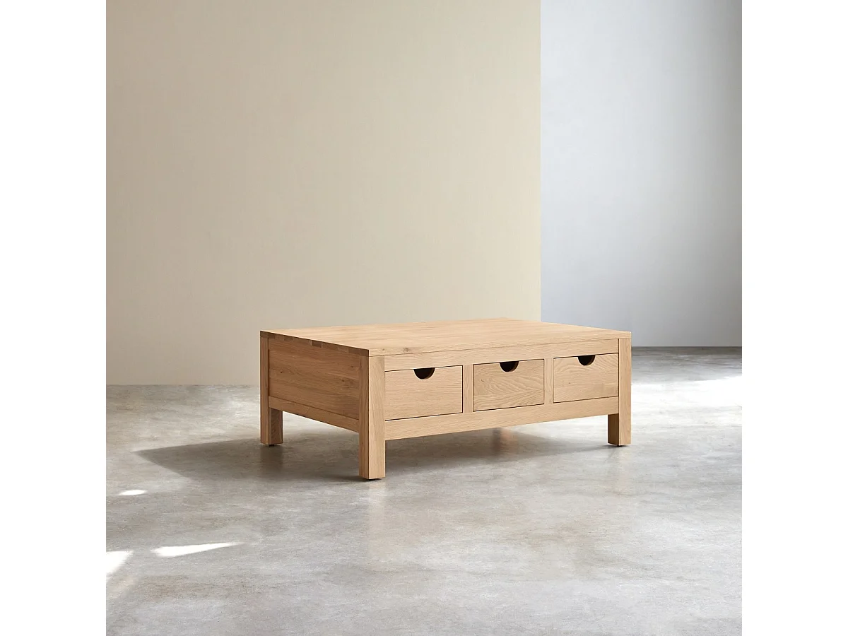 Tavolino basso in legno di rovere massello Oliver