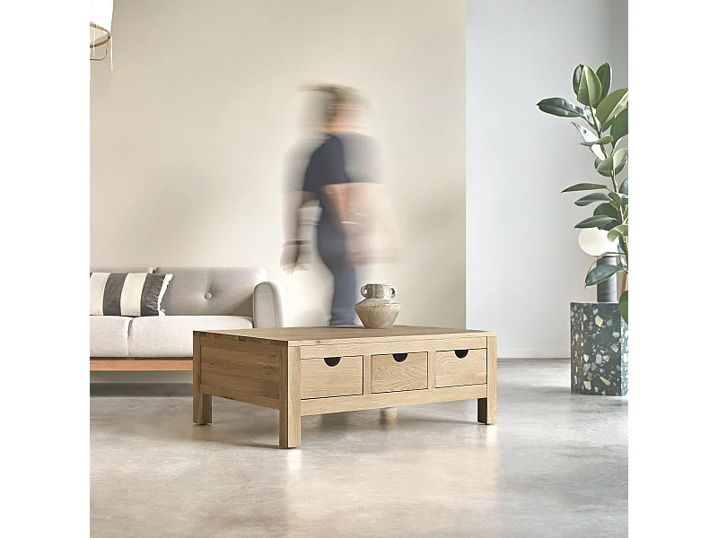 Tavolino basso in legno di rovere massello Oliver