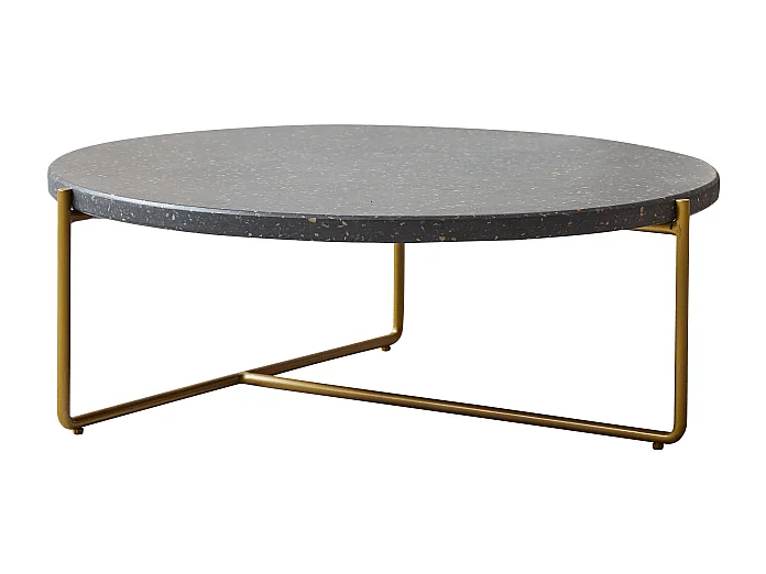 Tavolino tondo in metallo e battuto di terrazzo 80 Anatole grey
