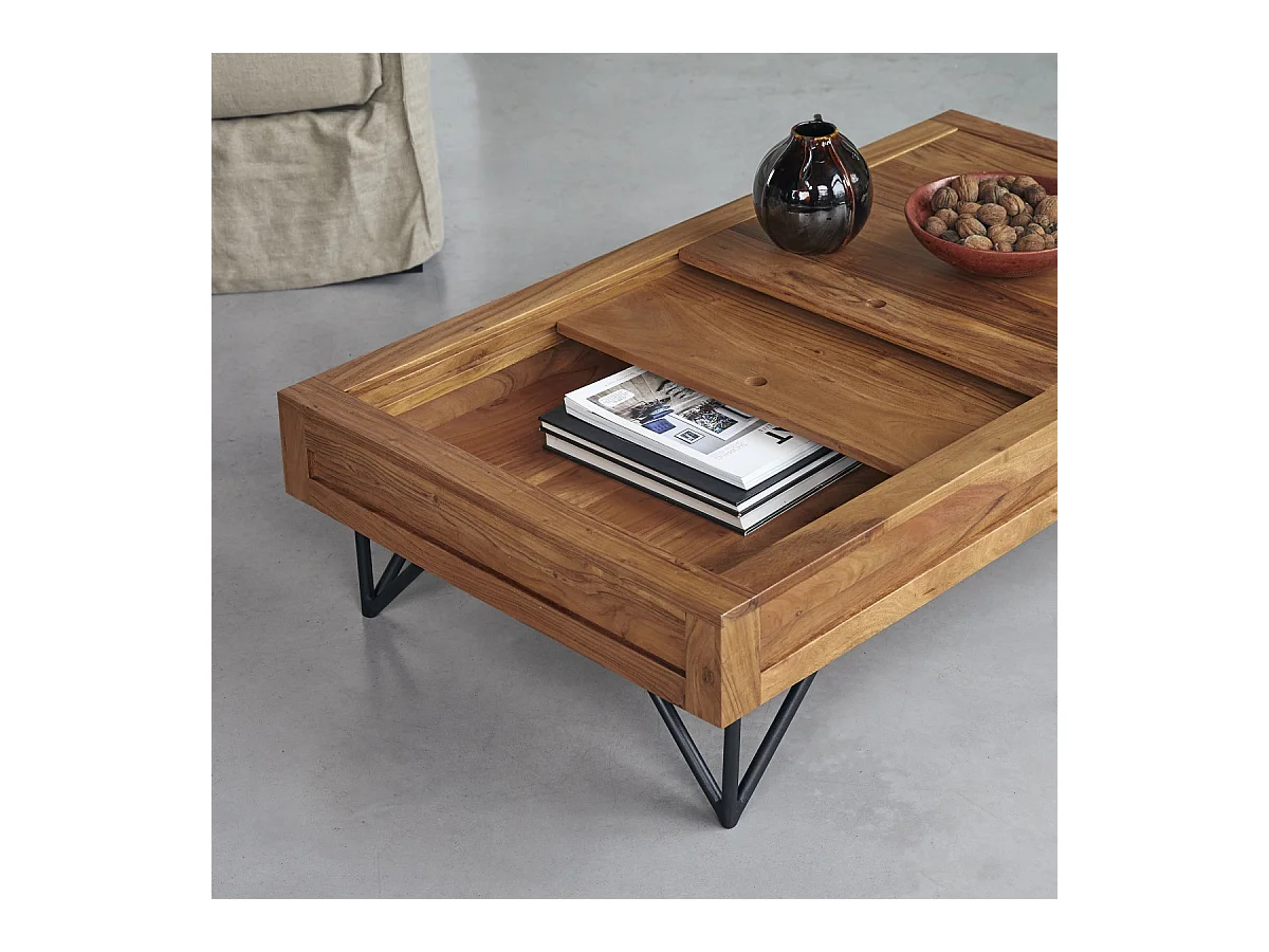 Table basse en bois d'acacia 120x68 Bonnie