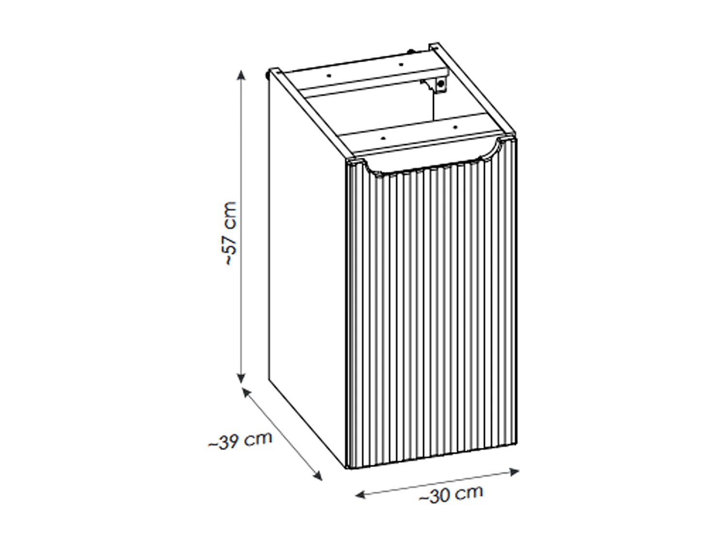 Meuble sous vasque de 30 cm - Cachemire Mat - 1 porte - VOLTA
