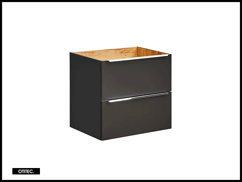 Meuble sous vasque de 80 cm - Noir Mat - 2 tiroirs - LISOA