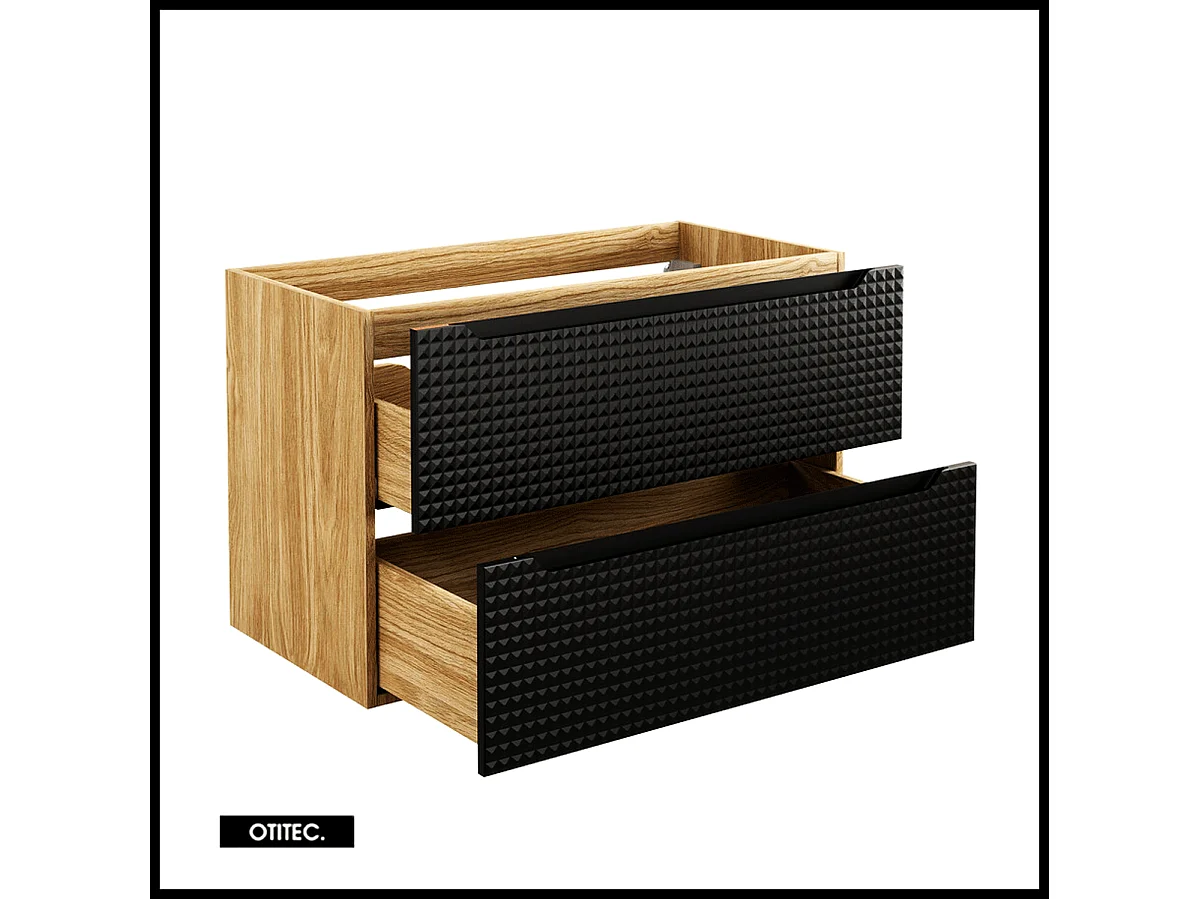 Meuble sous vasque de 90 cm - Noir - 2 tiroirs - SETTA