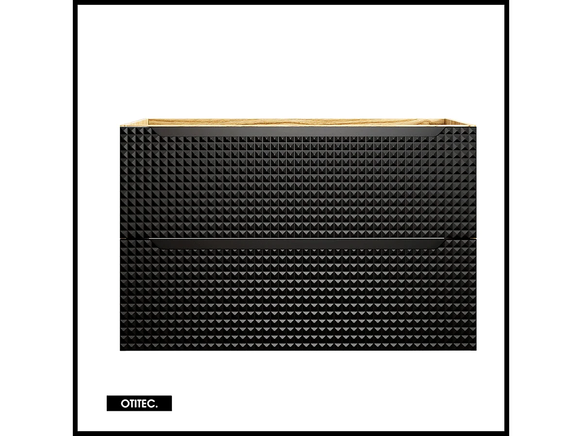 Meuble sous vasque de 90 cm - Noir - 2 tiroirs - SETTA