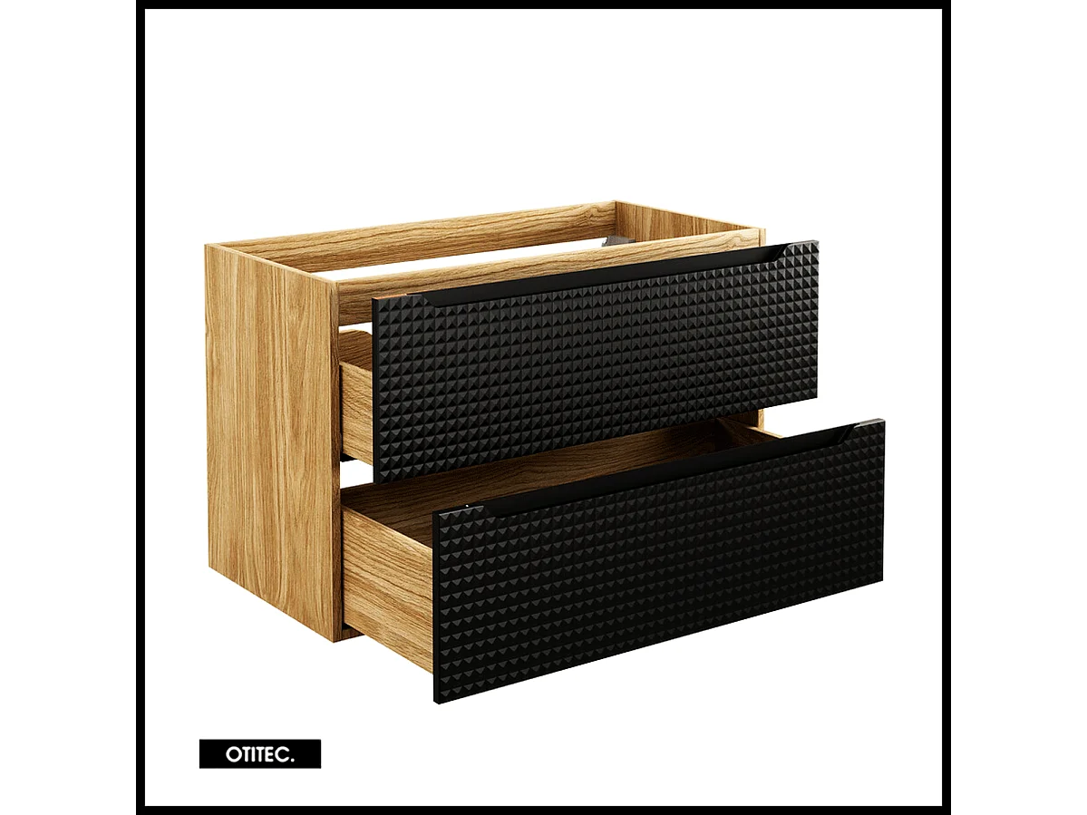 Meuble sous vasque de 90 cm - Noir - 2 tiroirs - SETTA