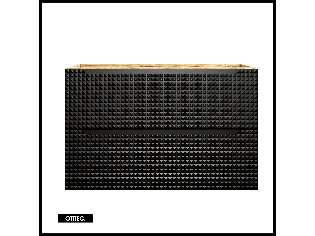 Meuble sous vasque de 90 cm - Noir - 2 tiroirs - SETTA